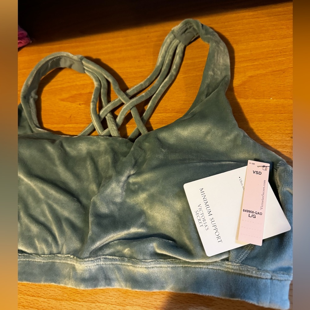 Victoria’s Secret bralette. Sage green. Size L. New with tags. Velvet material.